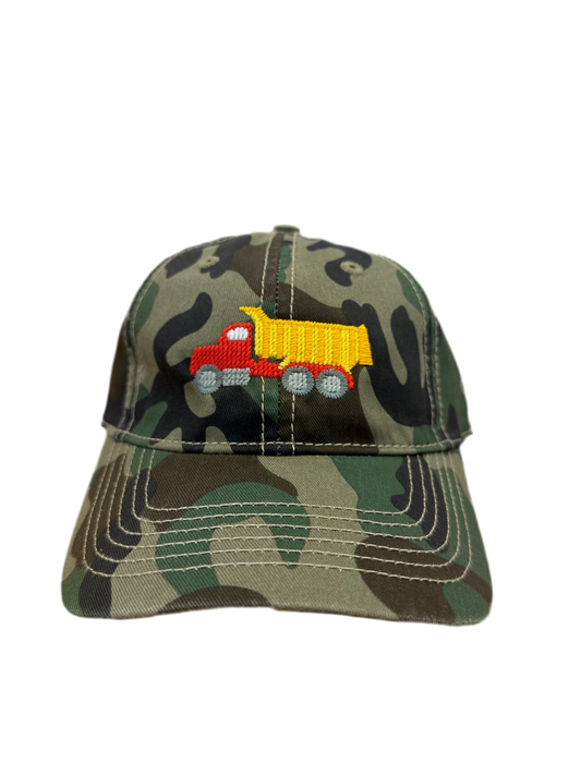 Kids Dump Truck II on Camo Baseball Hat