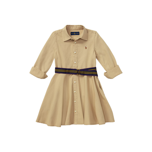Belted Cotton Chino Shirtdress