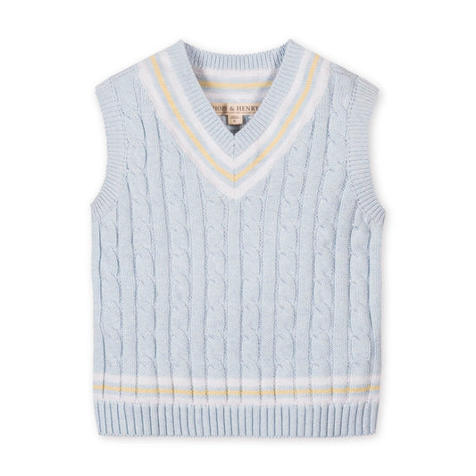 Organic Cricket Sweater Vest | Blue Heather Cable