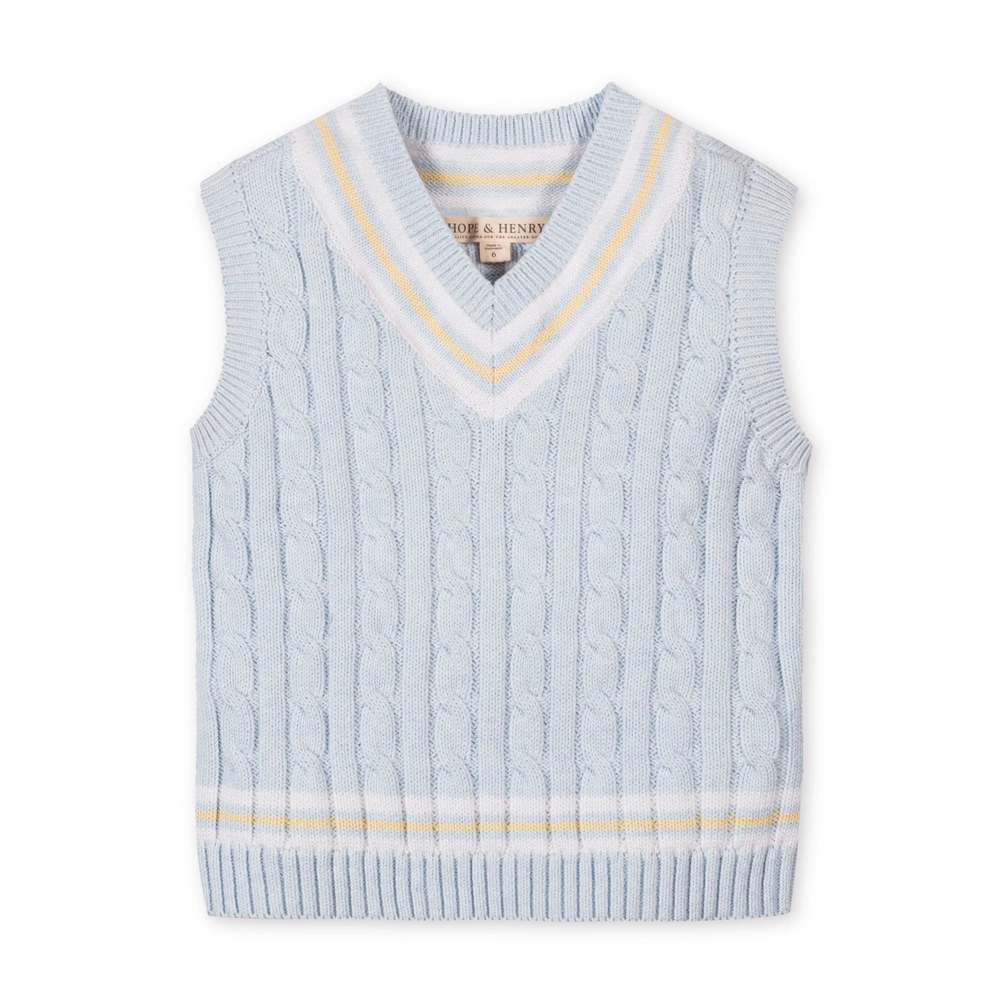 Organic Cricket Sweater Vest | Blue Heather Cable