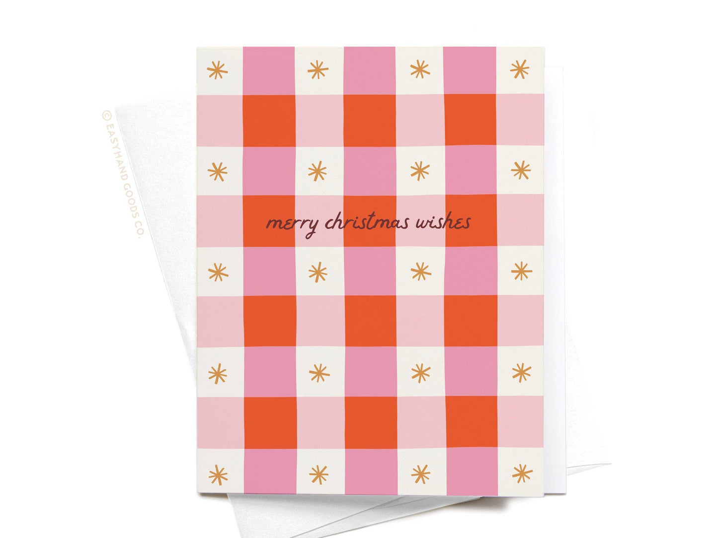 Merry Christmas Wishes Gingham Greeting Card