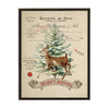 Vintage Painting of Deer and Tree on a Distressed Bookplate | Black And Silver Narrow Shadowbox | 12" X 16"