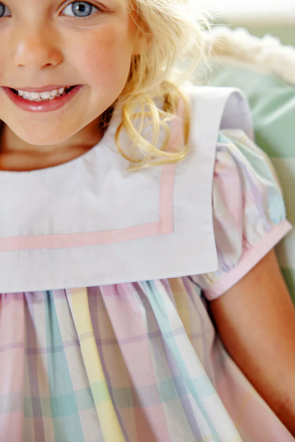 Stewart's Square Collar Dress | Brunch Plate Plaid with Palm Beach Pink