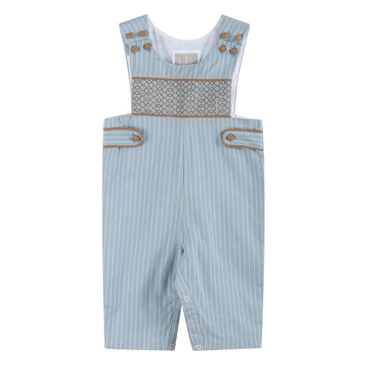Blue Pinstripe Brown Smocked Jon Jon