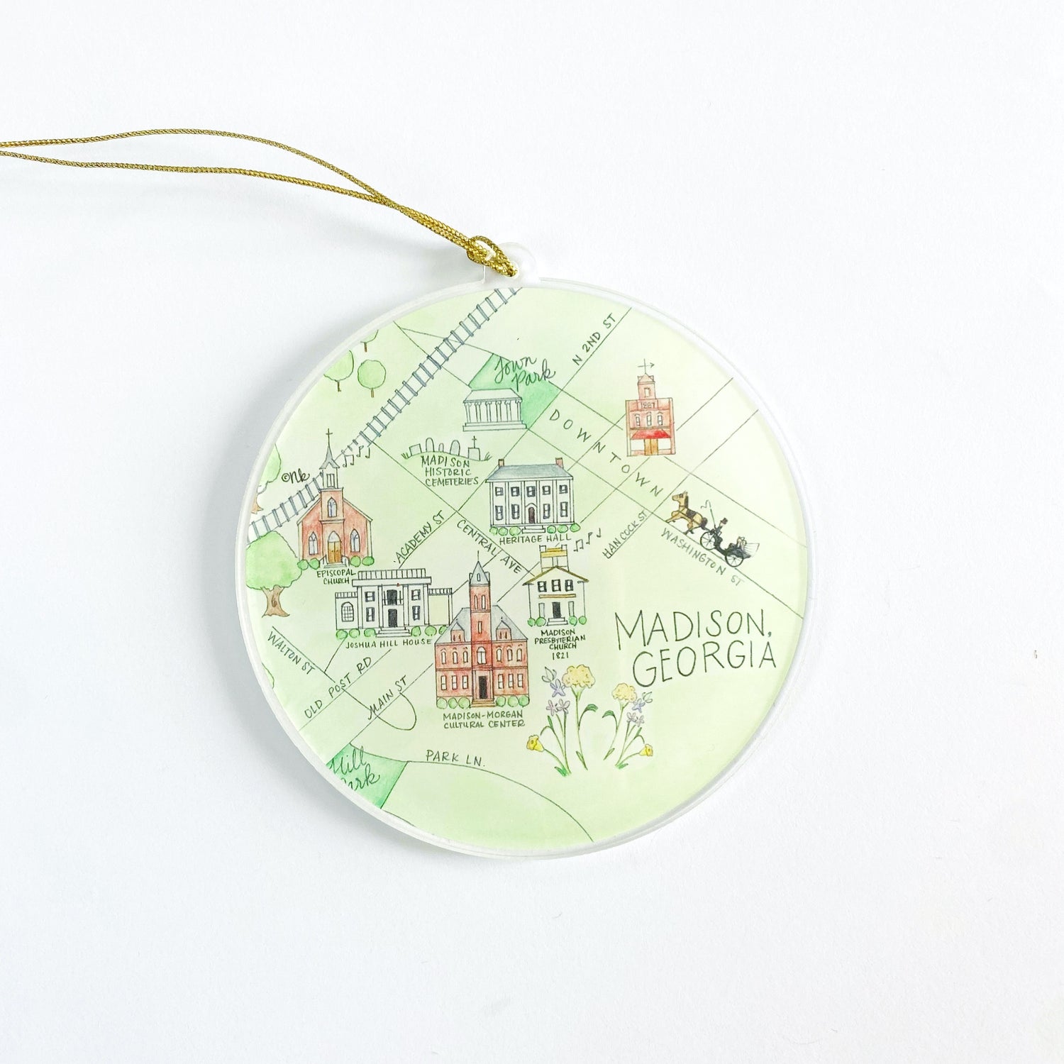 Madison Georgia Map Acrylic Ornament - Thumbnail 2