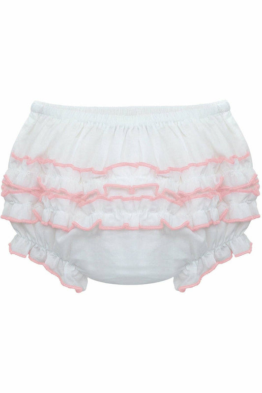 Baby Girls Ruffle Diaper Covers | Pink Trim
