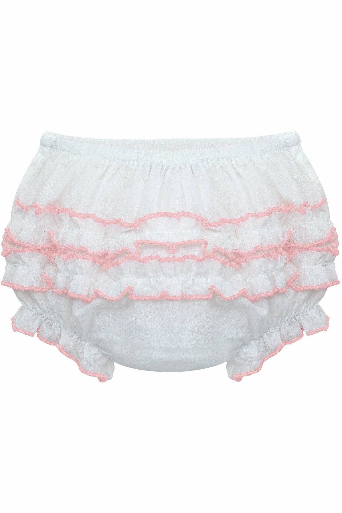 Baby Girls Ruffle Diaper Covers | Pink Trim