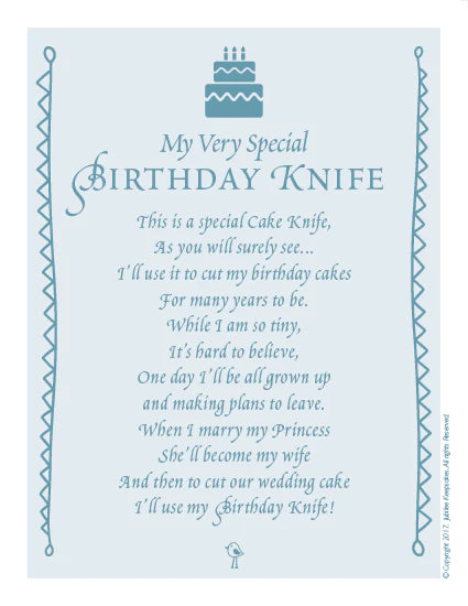 Birthday Knife | Blue Seersucker with White Ribbon