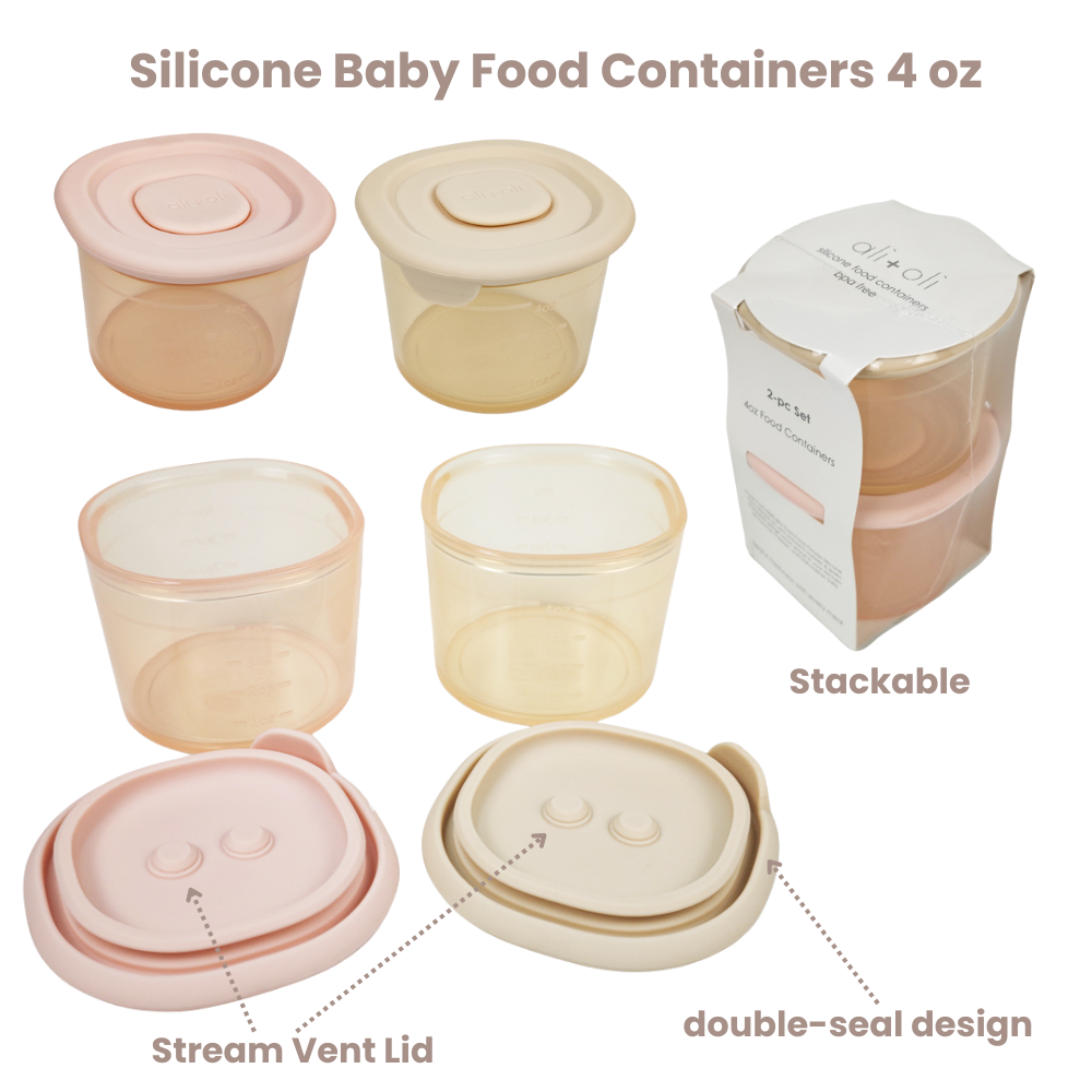 Ali+Oli Silicone Food Containers (4oz) 2-pack | Blush-Khaki