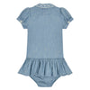Ralph Lauren Short-Sleeve Chambray Collared Peplum Dress w/Ruffle Hem