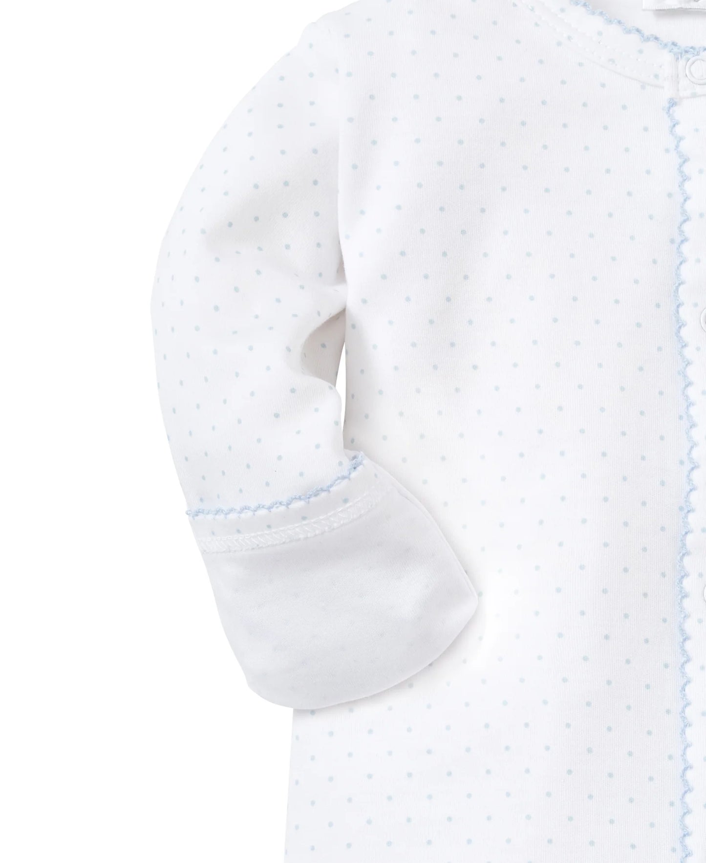 New Kissy Dots Print Footie | White/Blue