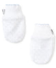 New Kissy Dots Print  Newborn Mittens | White/Blue Dot