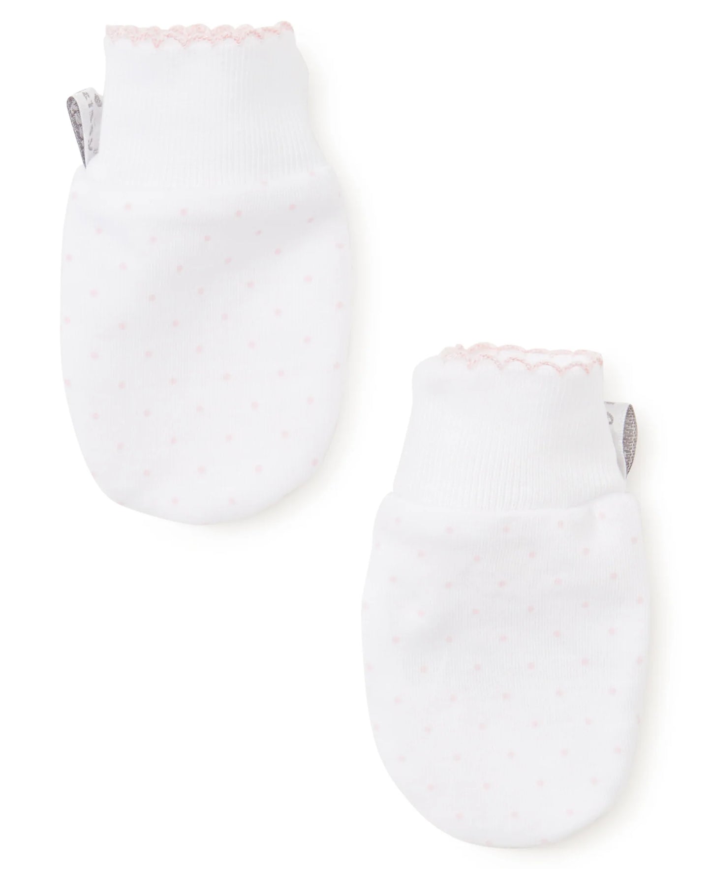New Kissy Dots Print Newborn Mittens | White/Pink Dot