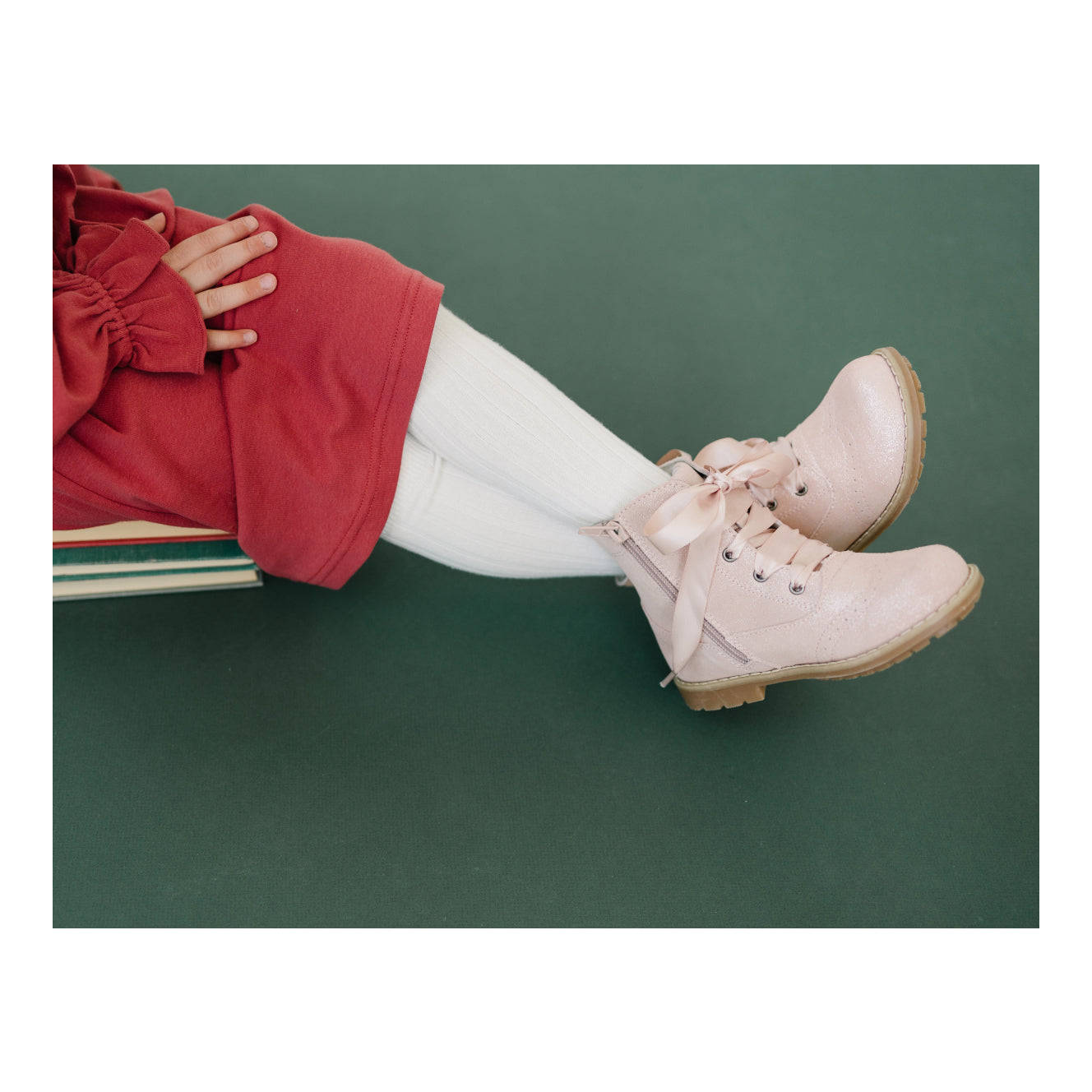Stellina Lace Up Boot | Pink Shimmer
