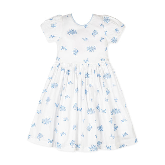 Organic Puff Sleeve Sateen Dress | Delft Floral