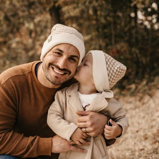 Check Yourself Checkered Reversible Beanie Beige