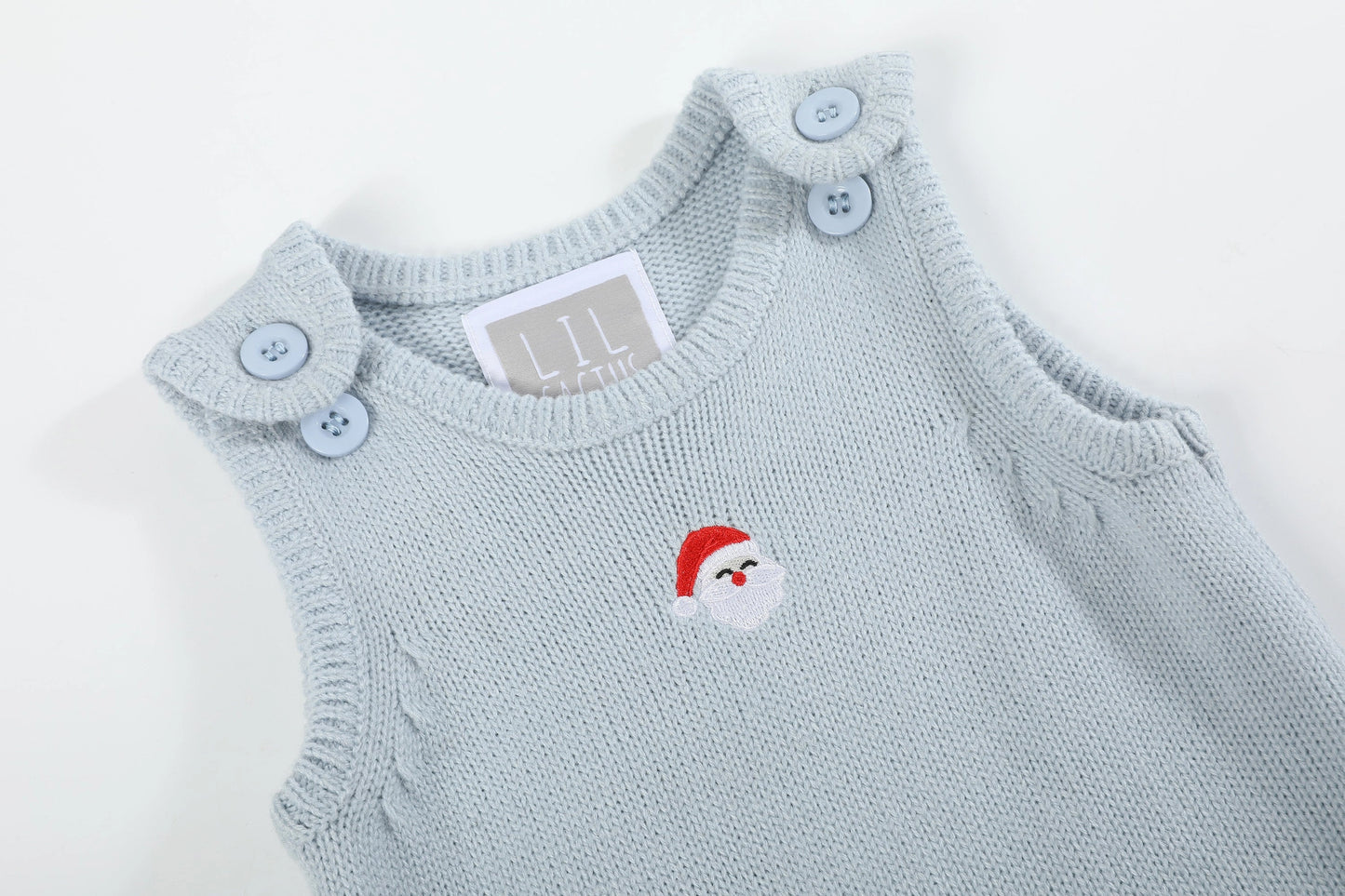 Santa Knit Romper | Light Blue