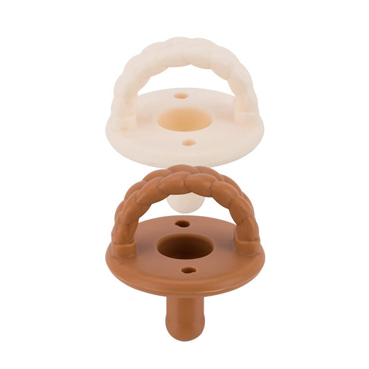 Sweetie Soother - Symmetrical Pacifier Set - Coconut & Toffee - Braids