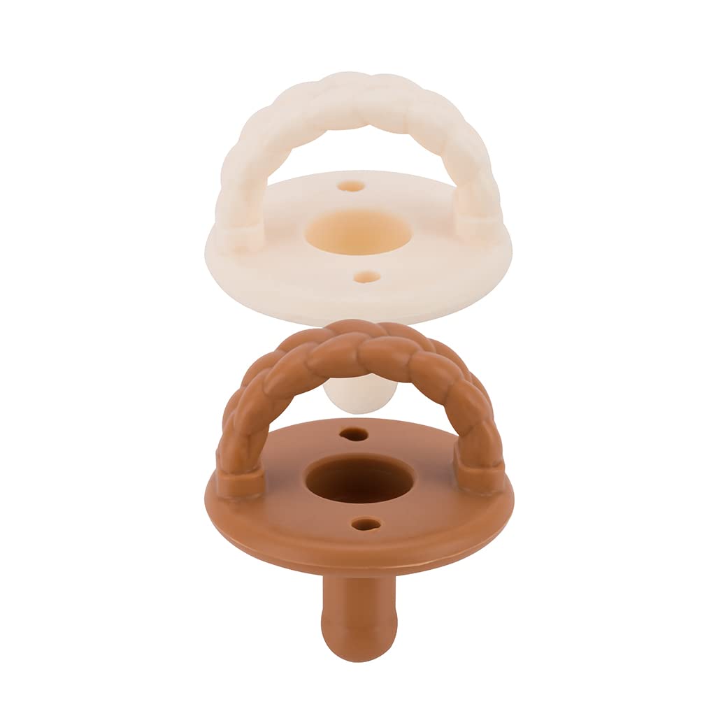 Sweetie Soother - Symmetrical Pacifier Set - Coconut & Toffee - Braids