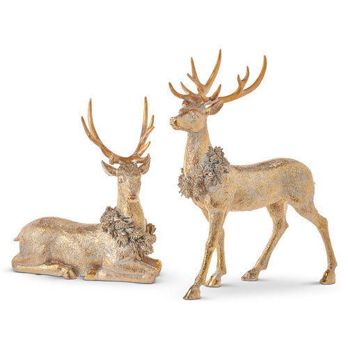 16" Gold Deer w/ Wreath