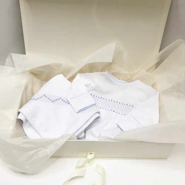 Sweetly Smocked Blessing Blanket | Blue