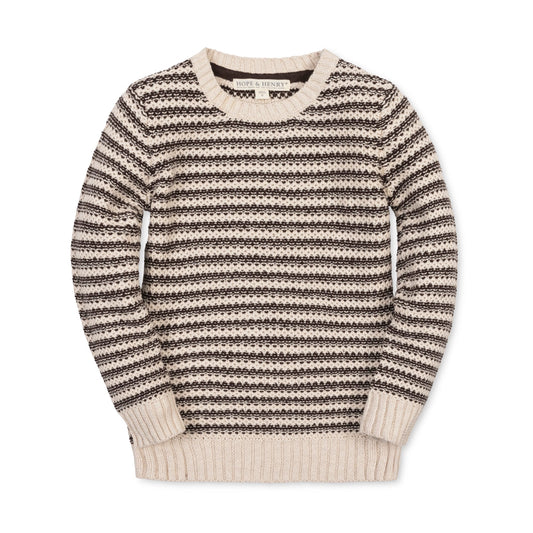 Organic Crewneck Sweater | Chocolate & Tan Stripe