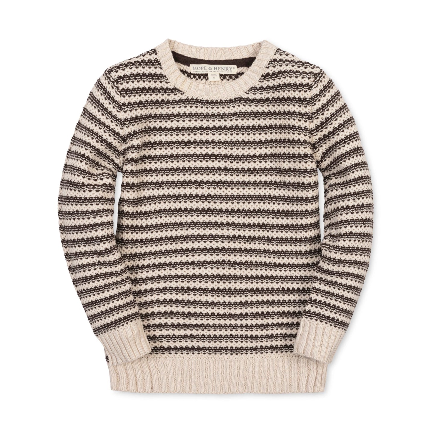 Organic Crewneck Sweater | Chocolate & Tan Stripe