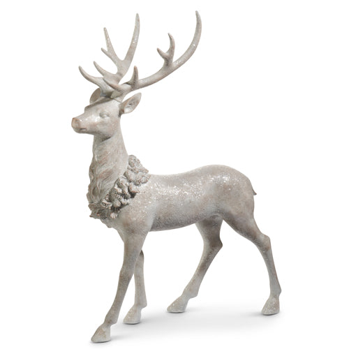 Iced Standing Deer w/Holly Wreath