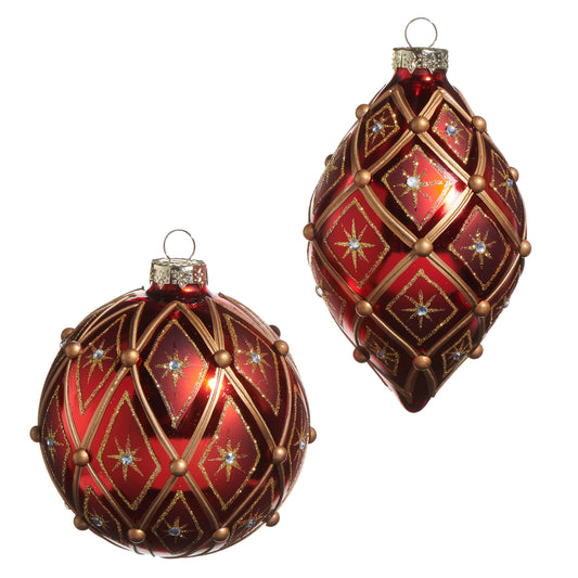 4" Red & Gold Deco Ornament