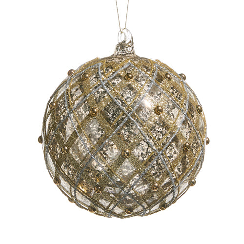 Silver & Gold Mercury Glass Ball Ornament | 6"