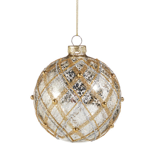 4" Silver & Gold Mercury Glass Ornament