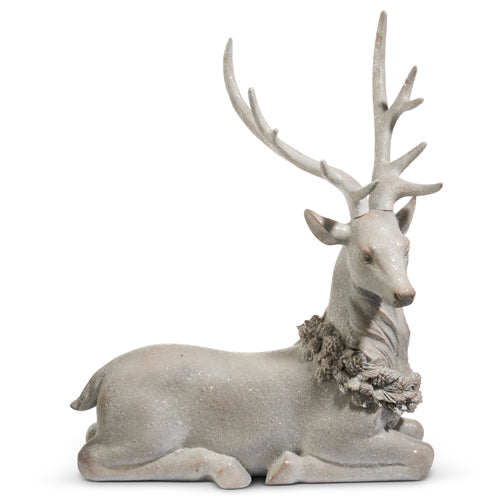 Iced Laying Deer w/Holly Wreath