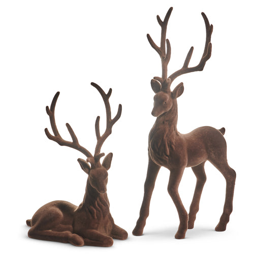21" Flocked Deer | Brown