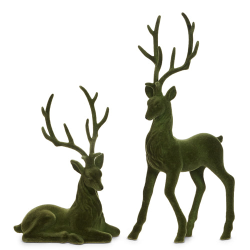 21" Flocked Deer | Green