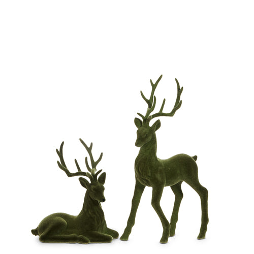 15" Flocked Deer | Green