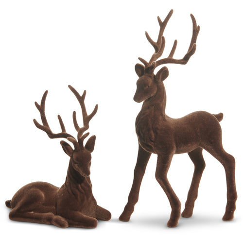 15" Flocked Deer | Brown