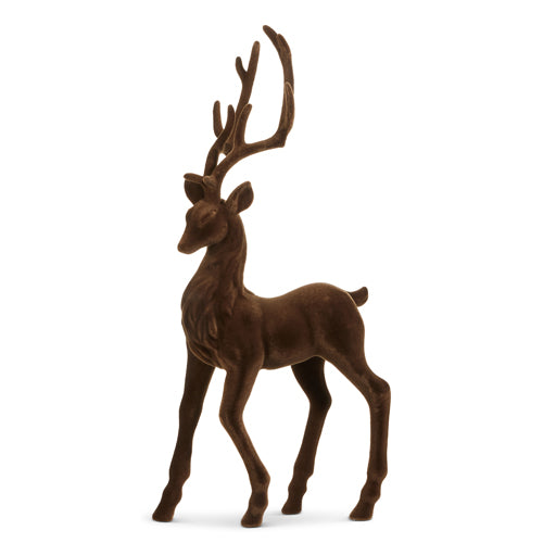 25" Flocked Deer | Brown
