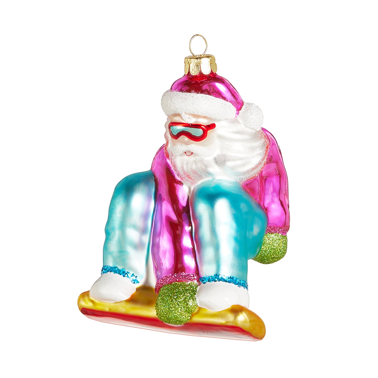 4.5" Snowboarding Santa Ornament