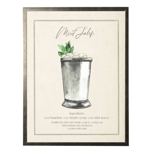Watercolor Mint Julep Drink with Recipe | 16" X 20"