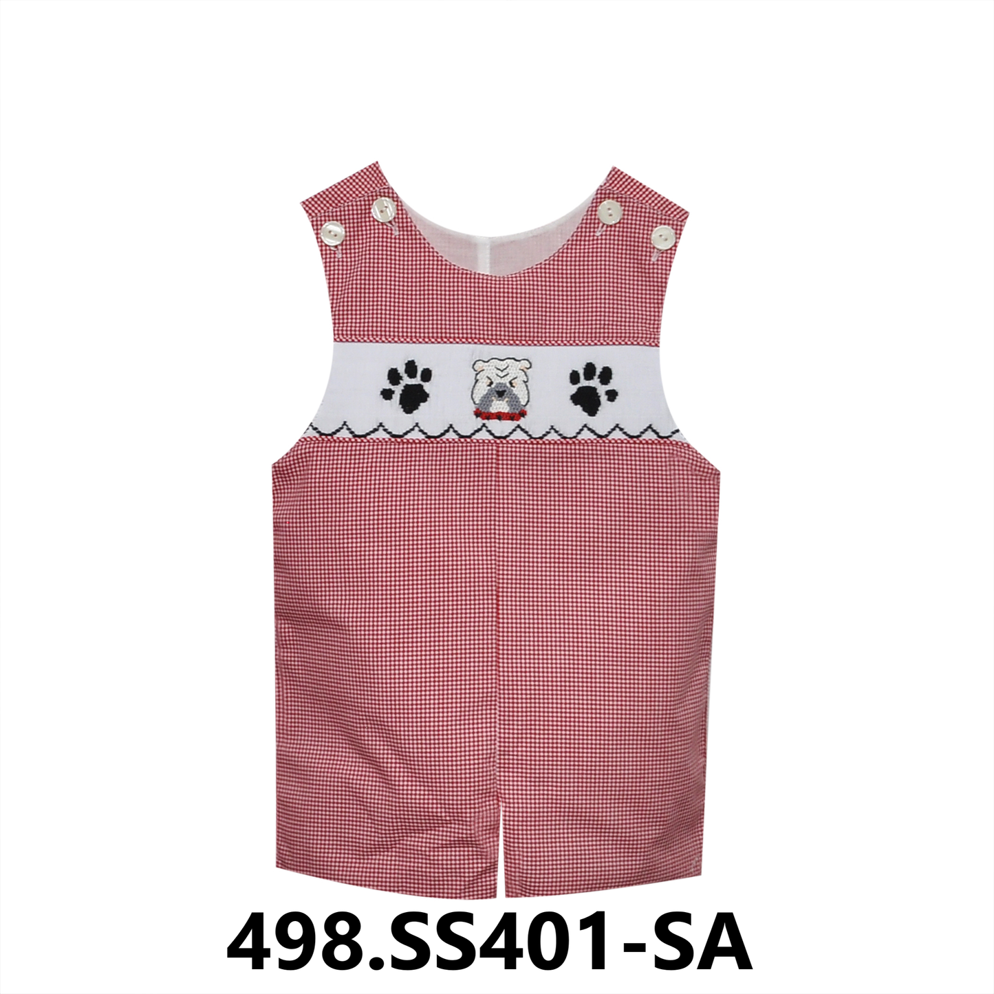 Bulldog Smocked Shortall | Red/Black