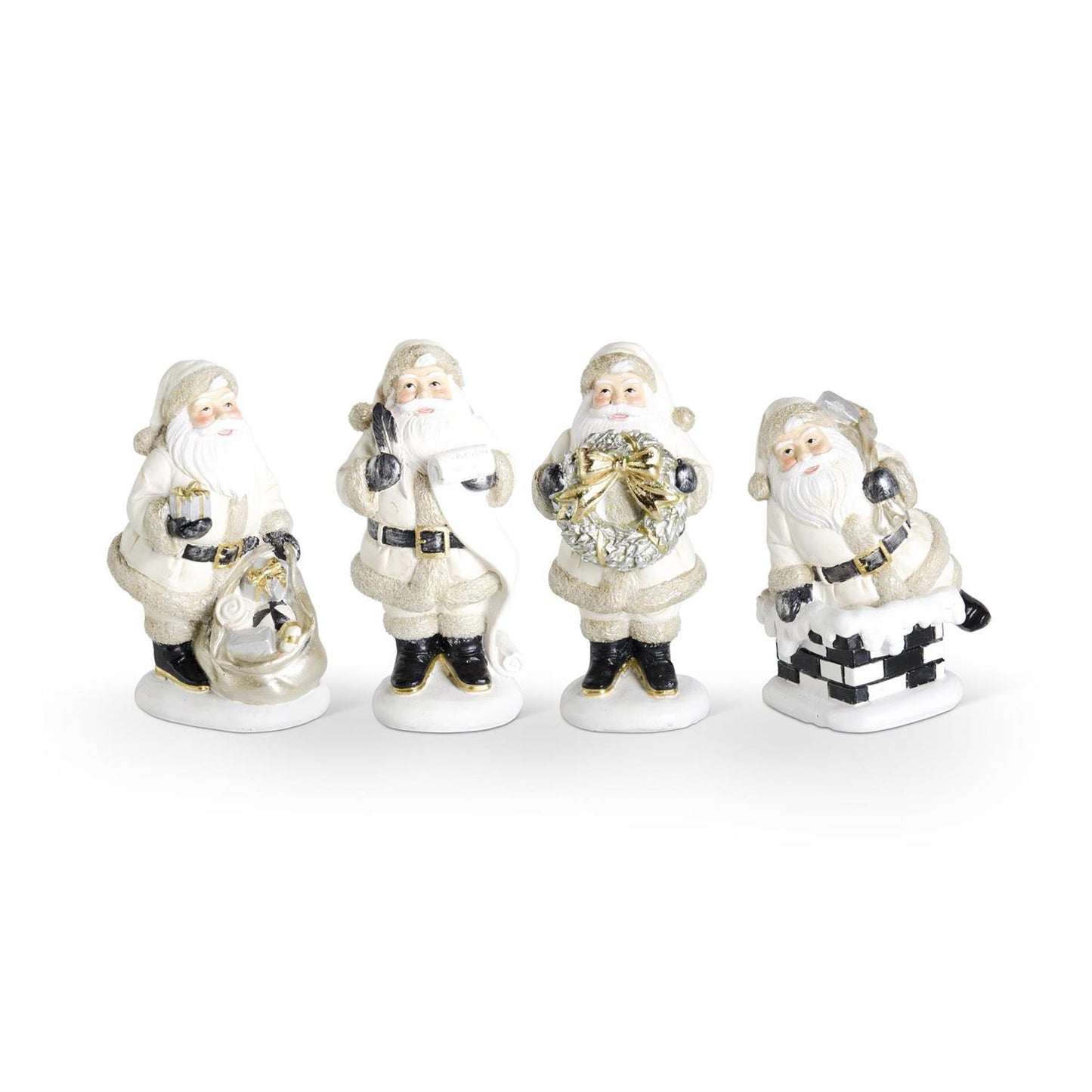Assorted Resin Cream and Black Santas |  4 Styles