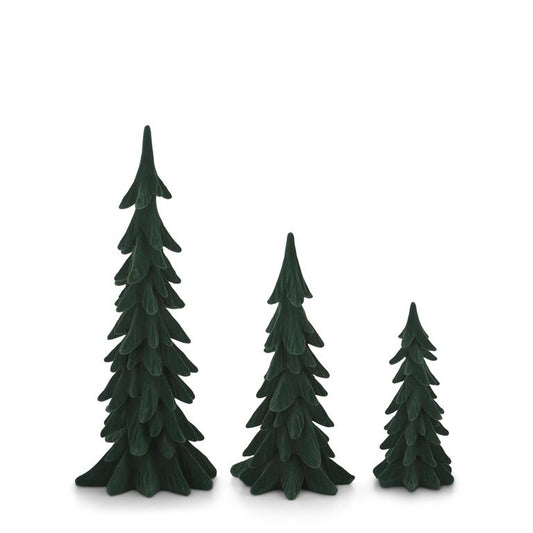 Set of 3 Green Velvet Christmas Trees