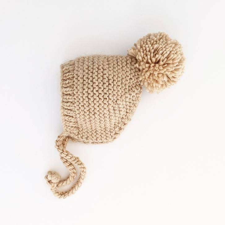 Garter Stitch Knit Bonnet | Latte