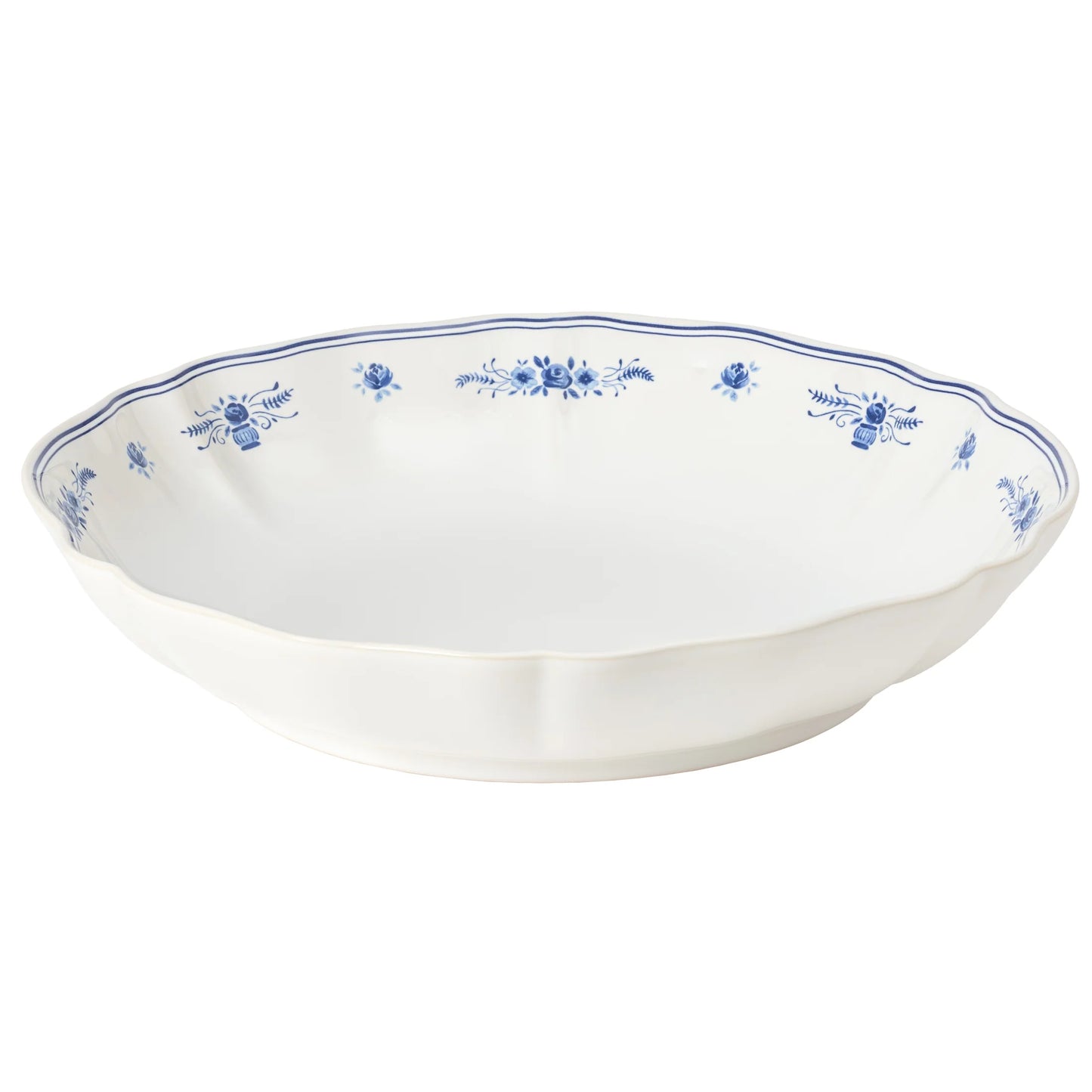 Low Pasta/Serving Bowl Vila | 13" White/Blue