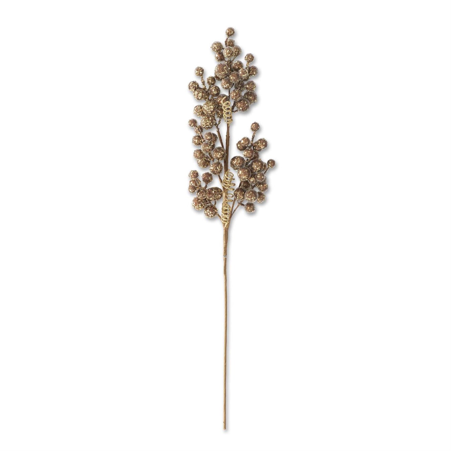 30.5 Inch Brown & Gold Seed Beaded Berry Stem