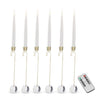 Set of 6 6 Inch Glass Pendant Hanging White LED Candle Ornaments w/Remote