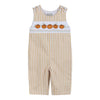 Light Brown Gingham Pumpkin Vine Overalls