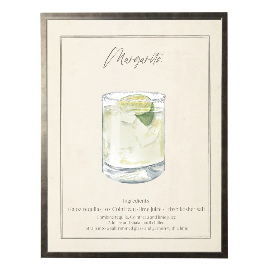 Watercolor Margarita Drink with Recipe | 16x20