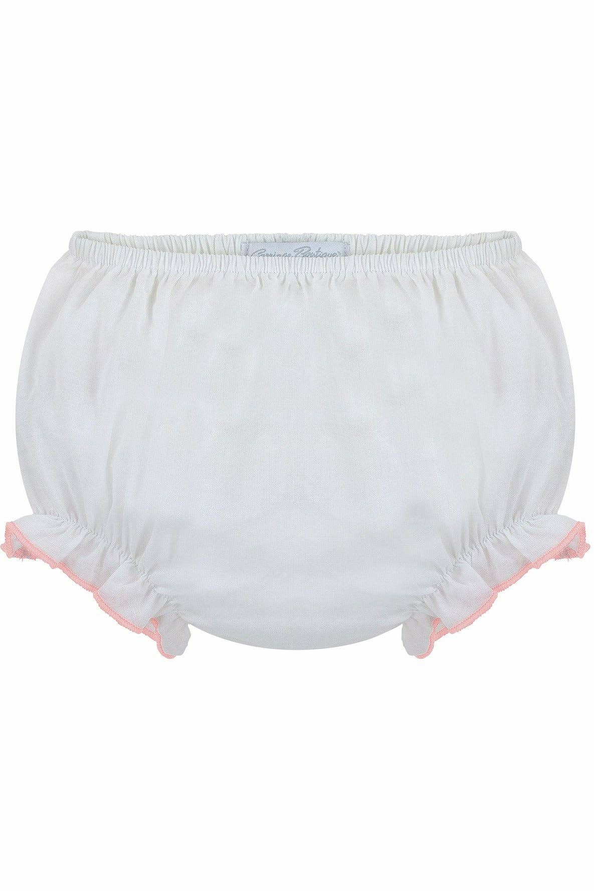 Baby Girls Ruffle Diaper Covers | Pink Trim
