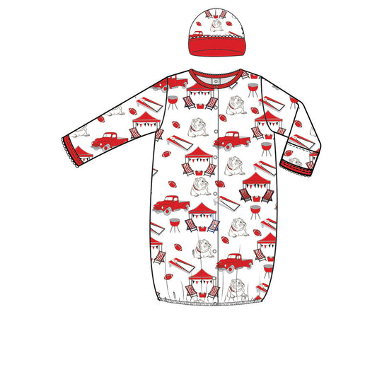 Bulldog Daygown & Hat Set